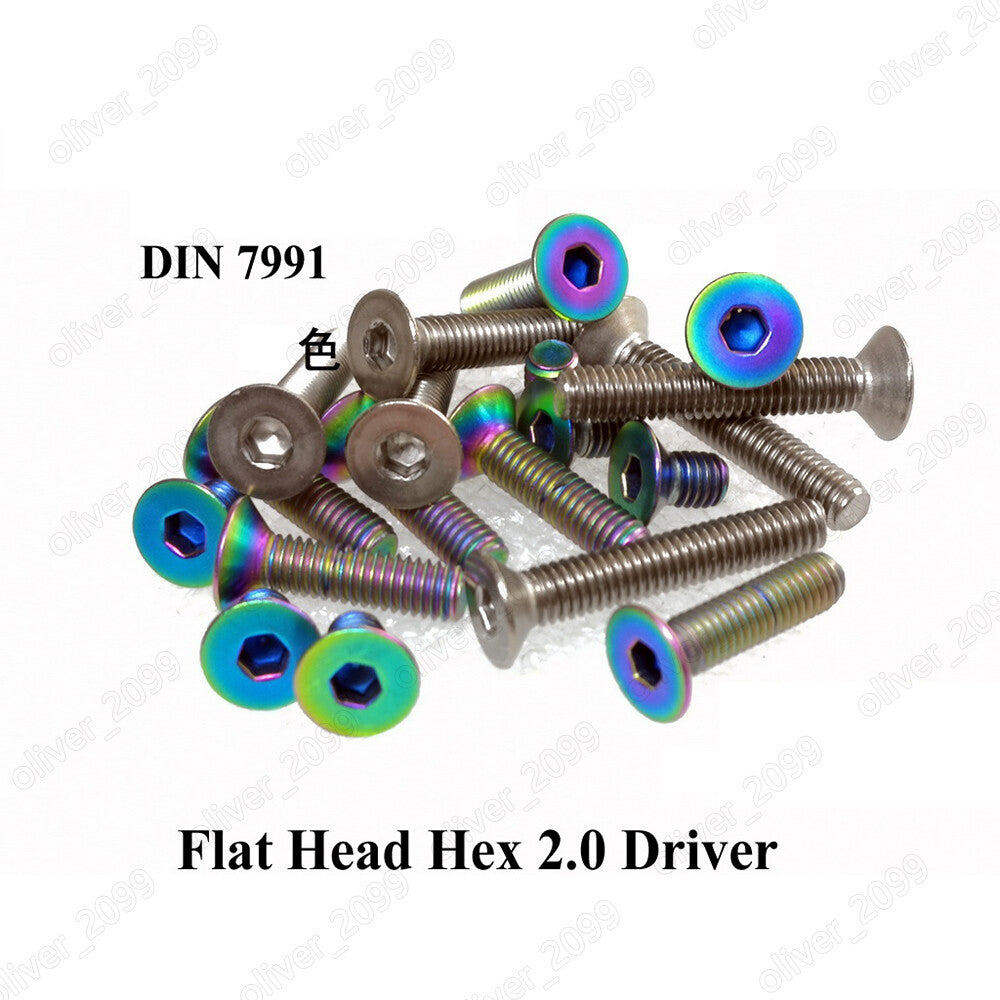 Colorful Titanium GR2 DIN7991 Hex Socket Bolts Countersunk Flat Head Screws M3