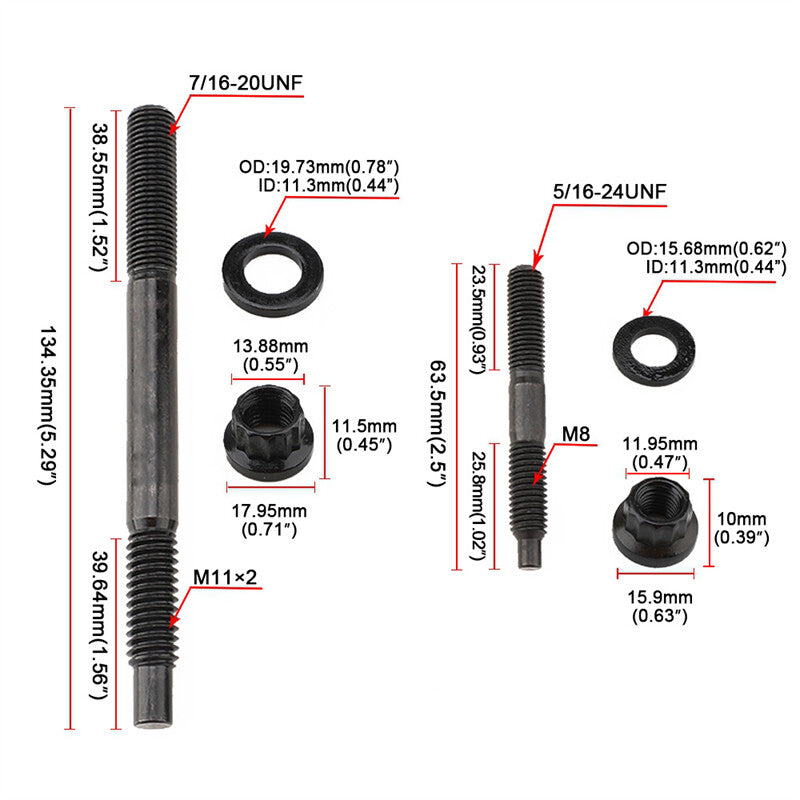 ya 5 8.7 234-4317 Fit 2004-Newer for Chevy LS1 LS3 5.3L 5.7L 6.0L Cylinder Head Stud Kit