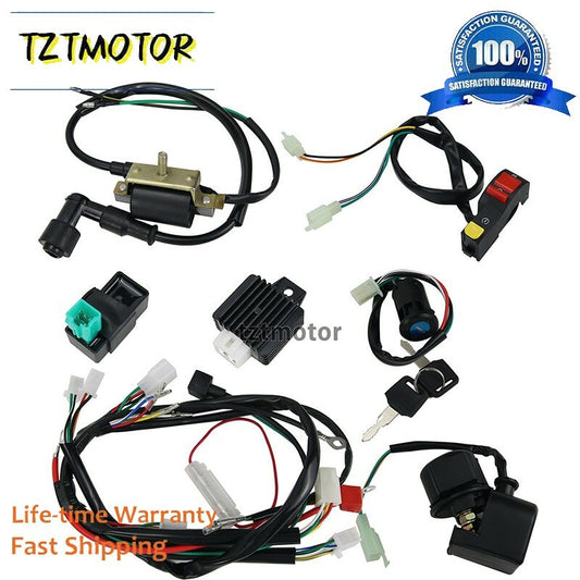 ya 8 5.27.2 ATV Wiring Harness Kit QUAD Dune Buggy Ignition Coil CDI for 50 70 90 110CC