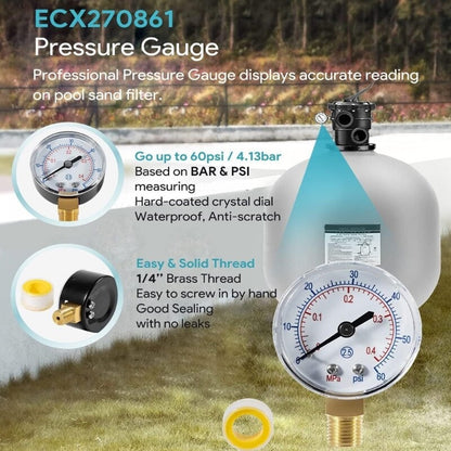 ya 14 ECX270861 Pressure Gauge for Swimming Pool Mainte nce Professio l And Home Use