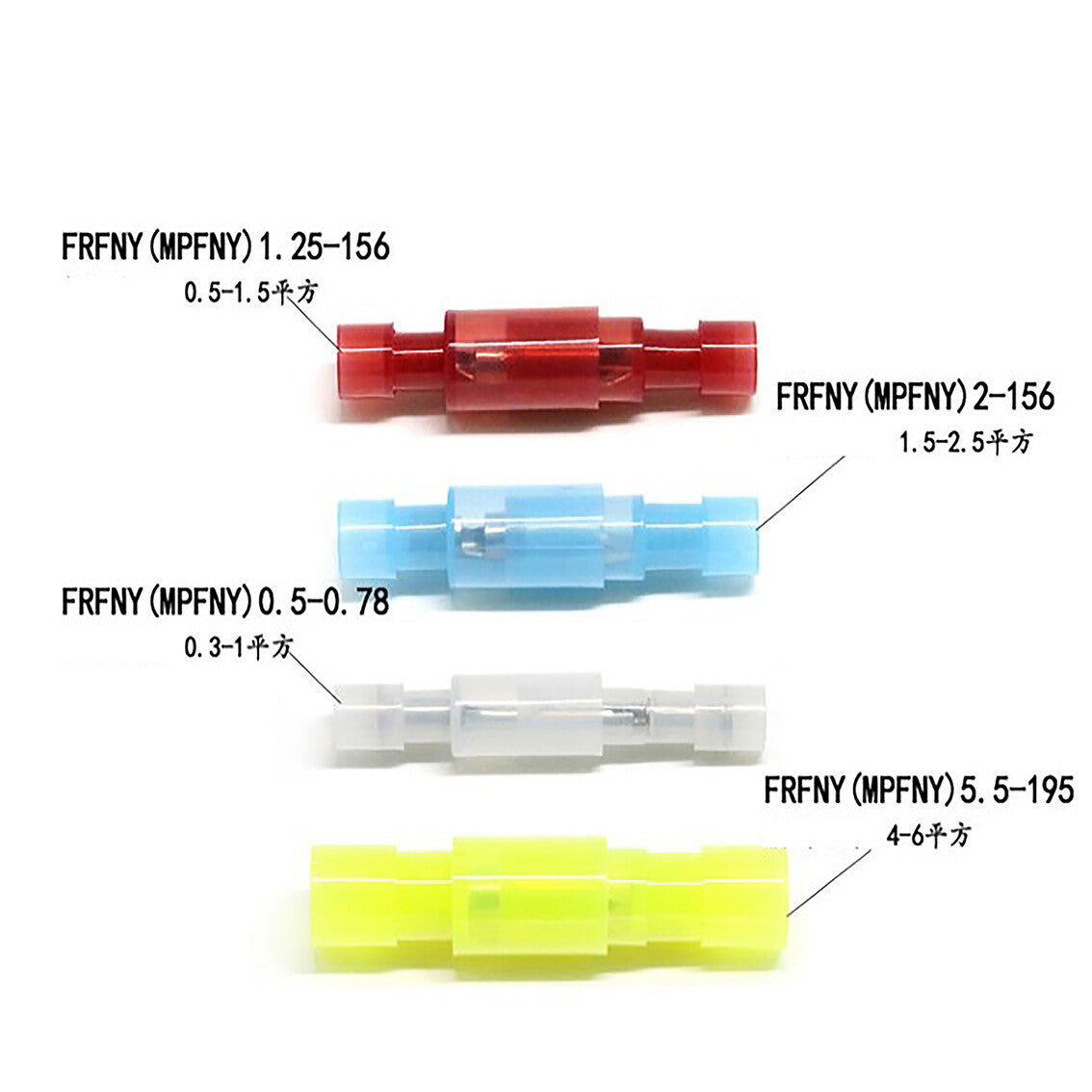 Bullet Male And Female Fully Insulated Wire And Cable Butt Connector Terminals