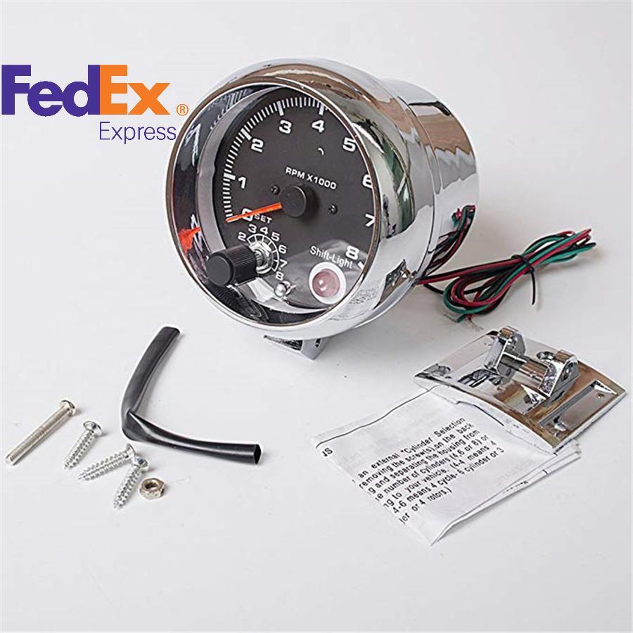 ya 1 7.8 Car Gauge 3.75 Tachometer 7 Colors Adjustable 0-8000 RPM Shift-Light 12V DC