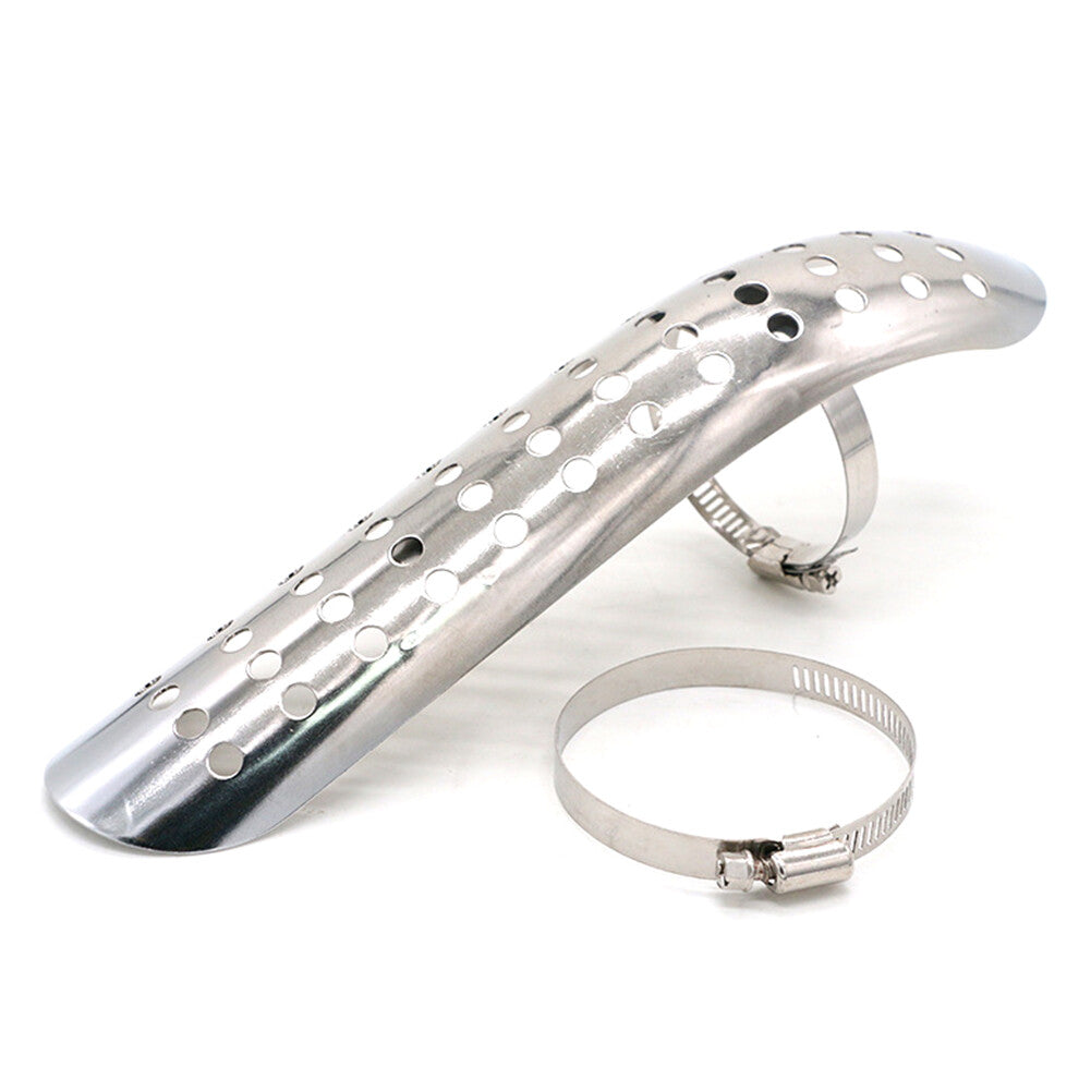 ya 5 8.7 Universal Silver Motorcycle Muffler Pipe Heat Shield Cover Heel Guard