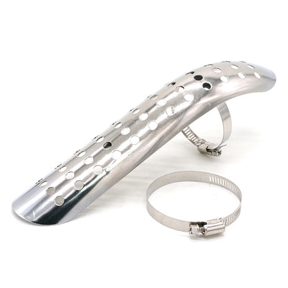 ya 5 8.7 Universal Silver Motorcycle Muffler Pipe Heat Shield Cover Heel Guard