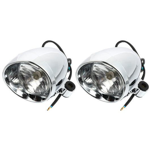 ya 4 6.17.2 2 Pcs Retro Bullet Fog Light Projector Lights Parts Motorbike Front