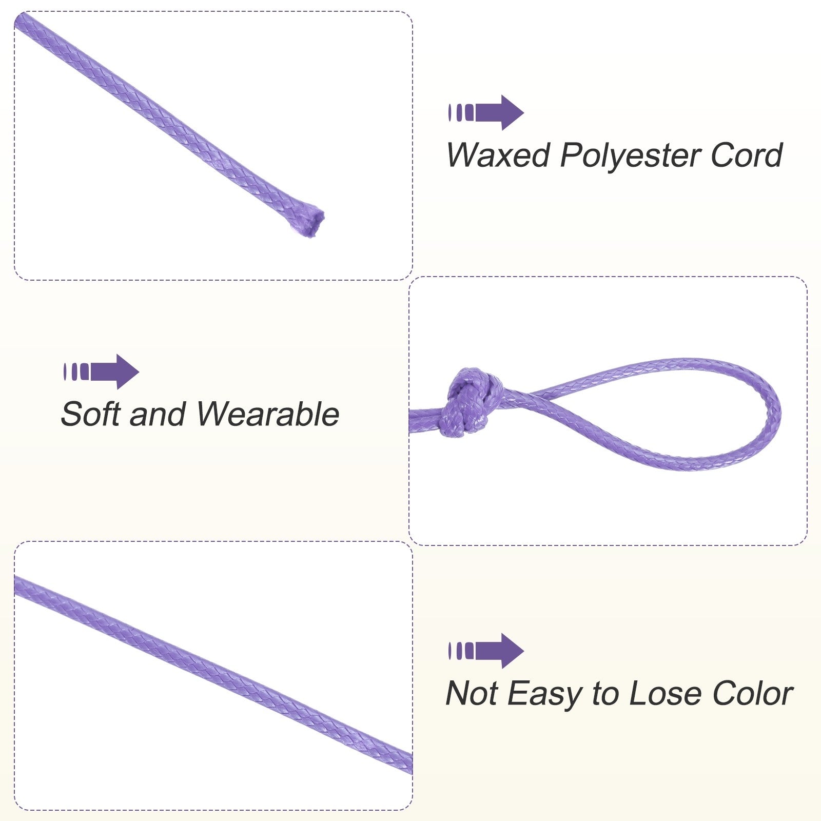 ya 5 8.7 Light Purple 2mm Waxed Cord 11 Yard Wax Bead Thread String for Jewelry Make