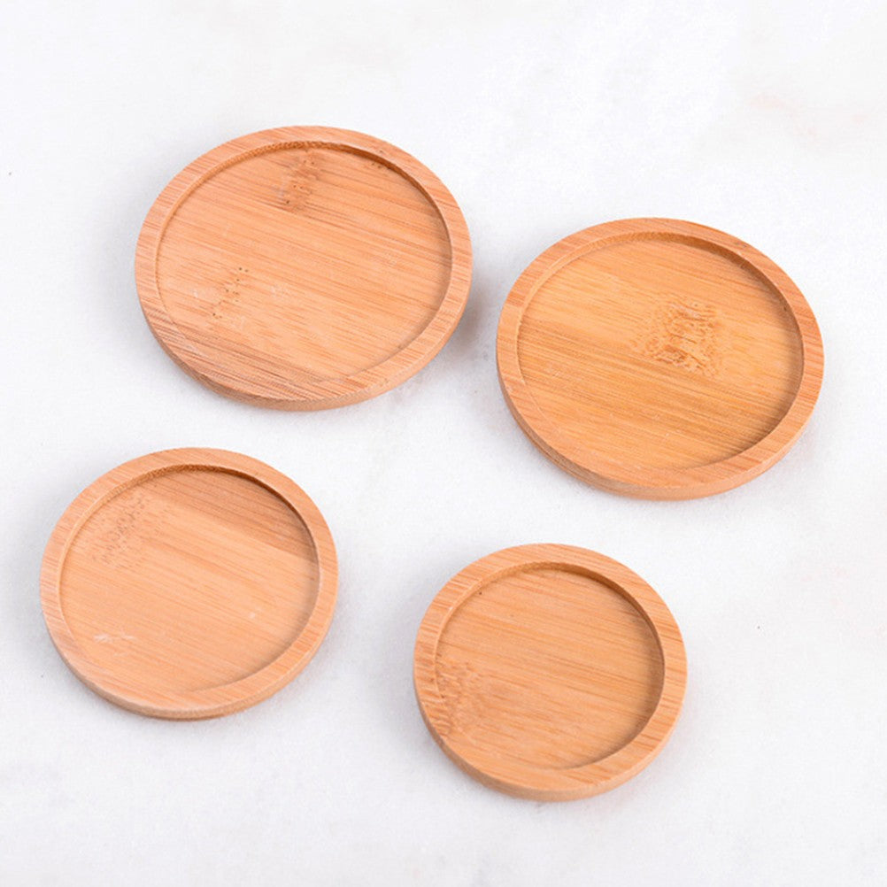 ya 14 6 PCS Garden Pot Base For Indoor and Outdoor Plants Round Bamboo Tray