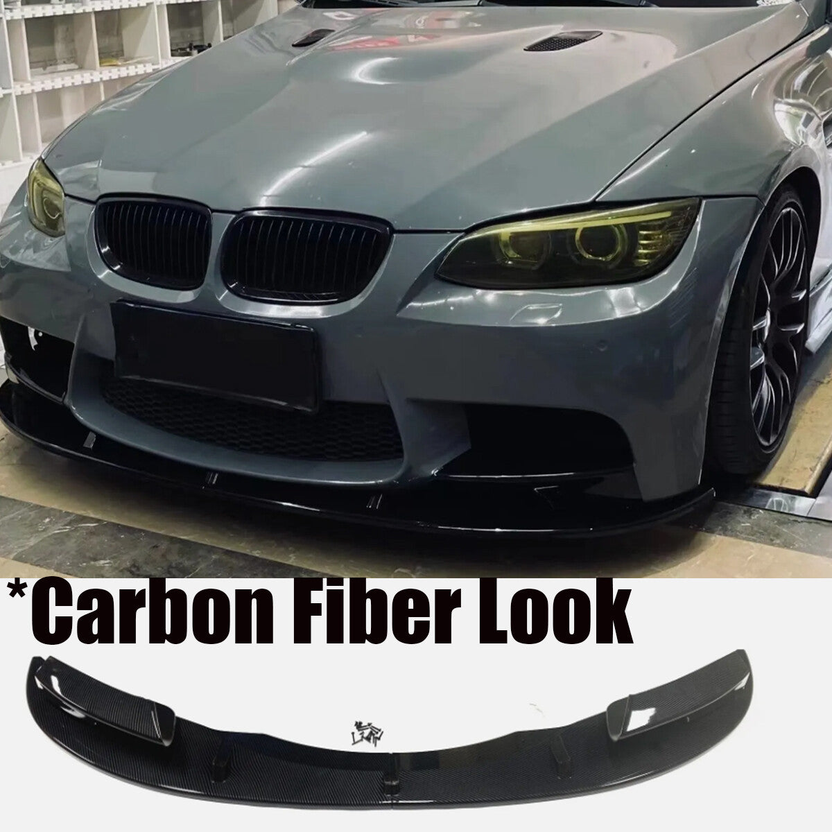 ya 4 6.17 Carbon Fiber Look Front Bumper Boiler Wing Lip for BMW E92 M3 2007 - 2013