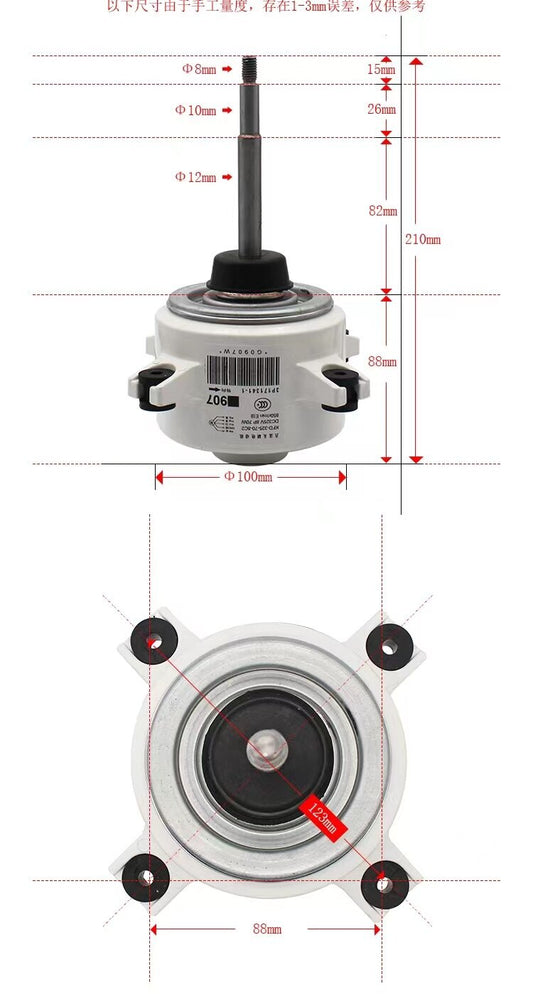 907 KFD-325-70-8C2 Air Conditioner Fan Motor RMXS140DV2C 70W 8P 325V 850RPM tec#