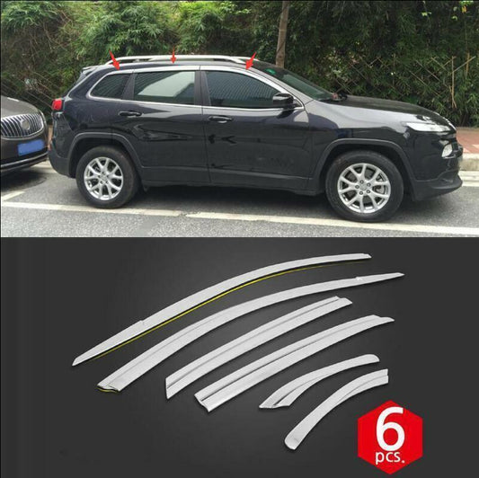 ya 4 6.17 for Jeep Cherokee 14-20 Chrome Window Wind Visors Sun Rain Guard Vent Deflectors