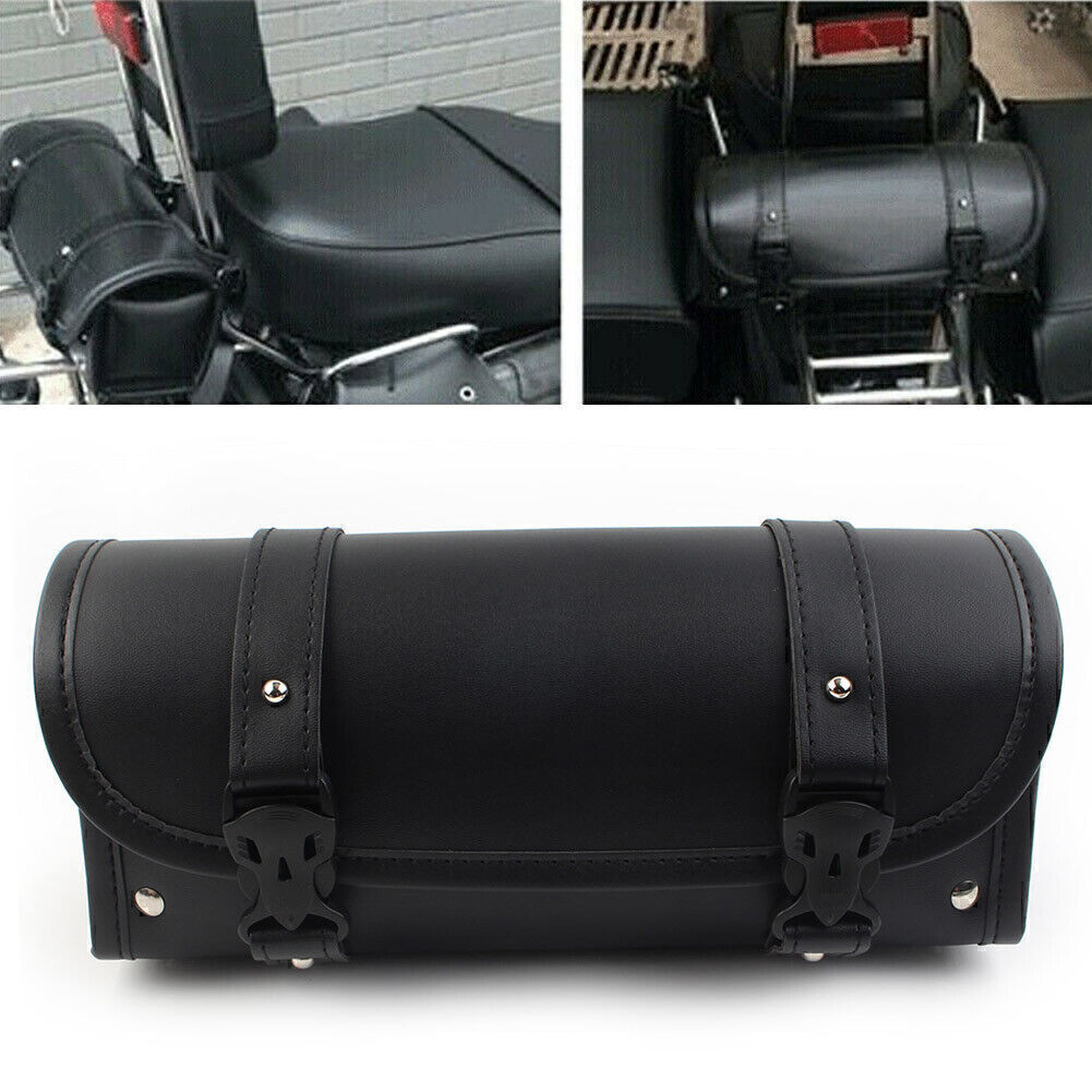 ya 11 6.5 Universal Black PU Leather Motorcycle Side Saddle Bags Storage Fork Tool Pouch