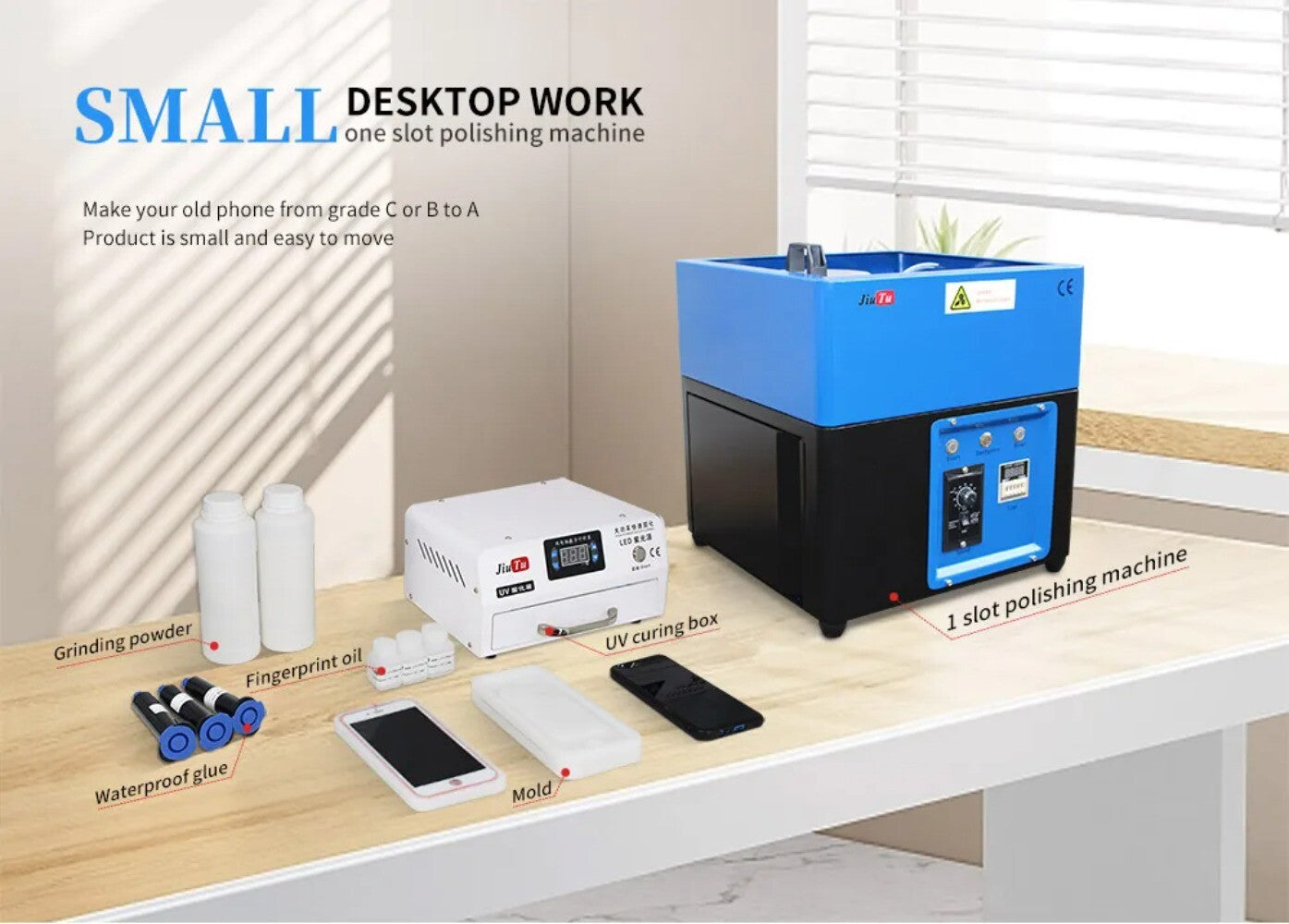 ya 26 Cell Phone ont Back S n Glass Scratch Removal Single Slot Polishing Machine