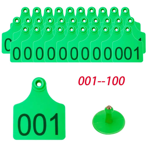 Cattle Ear Tag  001-100 NumberPlastic Livestock Tags forCowSheepPigs¨×100 Pcs¨Ø