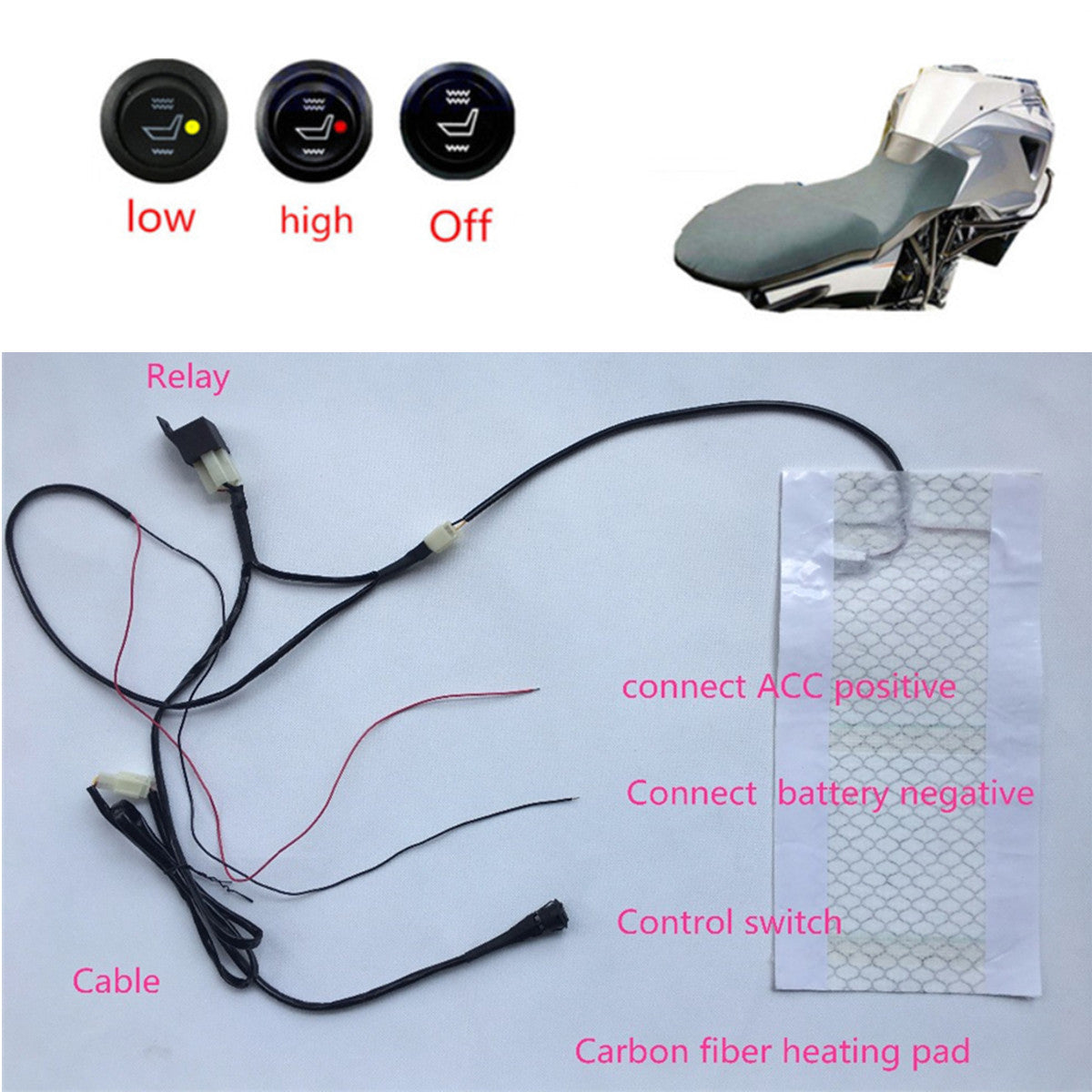 ya 5 8.7 Universal Carbon Fiber for Seat Heater Warmer Kit Heated Pad For Motorcycle ATV Bike