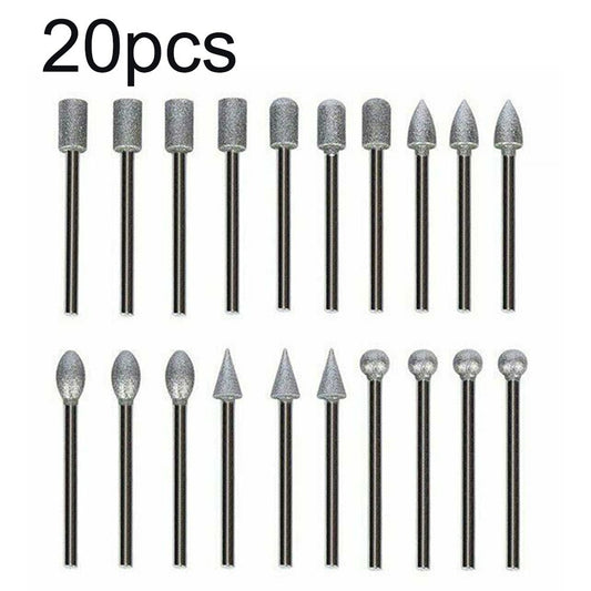 ya 17 Burr Drill Bits Engraving Glass Grinding Polishing Rotary tools 20pcs Ceramics