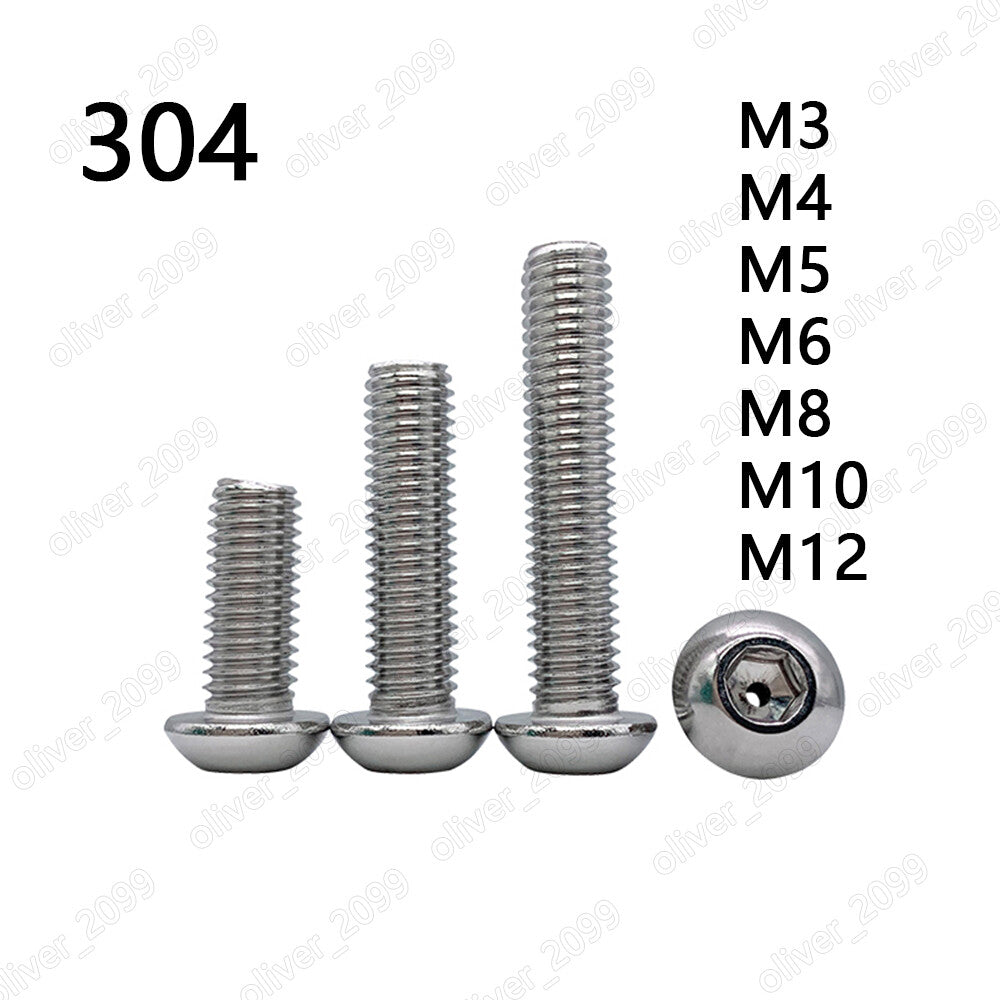 304 Stainless Steel Hex Socket Button Head Hollow Screws M3 M4 M5 M6 M8 M10 M12