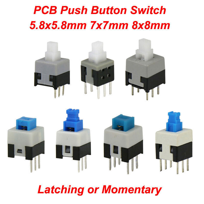 Push Button Switch DPDT Latching or Momentary PCB 5.8x5.8mm7x7mm 8x8mm 8.5x8.5mm