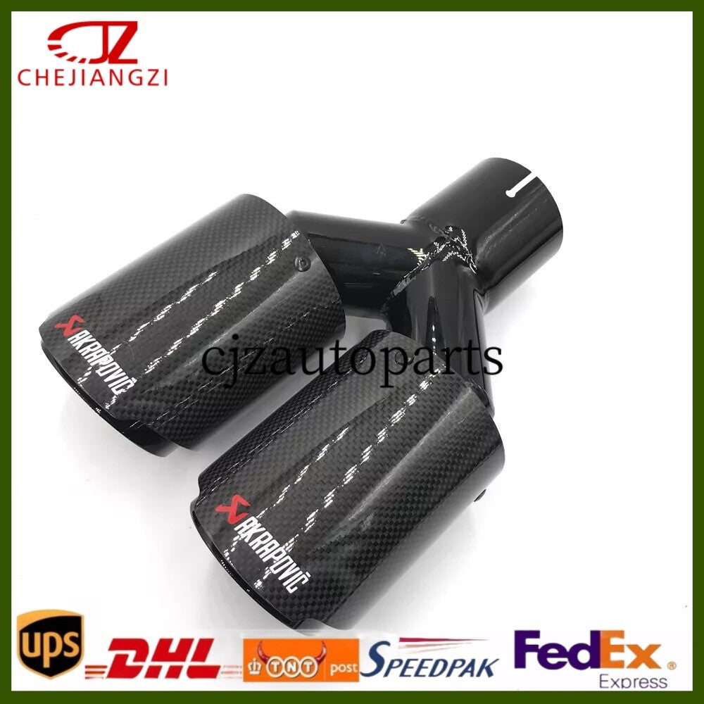 ya 4 6.17.2 Akrapovic Glossy Black Carbon Fiber Tip Dual Pipe OD:76/89/101/114mm Tip