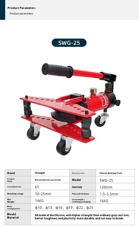 ya 26 Small Manual Pipe Bender SWG-25 for 90-De Bending of Steel and Iron Pipes