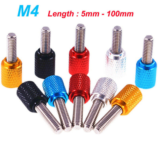 M4 Knurled Thumb Screw Cylindrical Head Hand Tighten Bolt Long 5mm-100mm for DIY