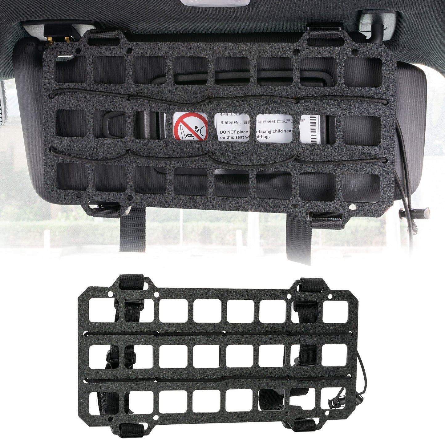 ya 2 7.14 Car Sun Visor Organizer Panel Rigid MOLLE Vehicle Tactical Gear Storage Holder