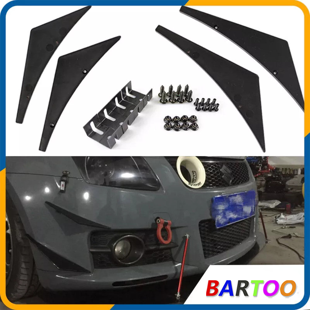 ya 4 6.17 Universal 4Pcs Fins Body Spoiler Car Front Bumper Spoiler Blade Canards Valence