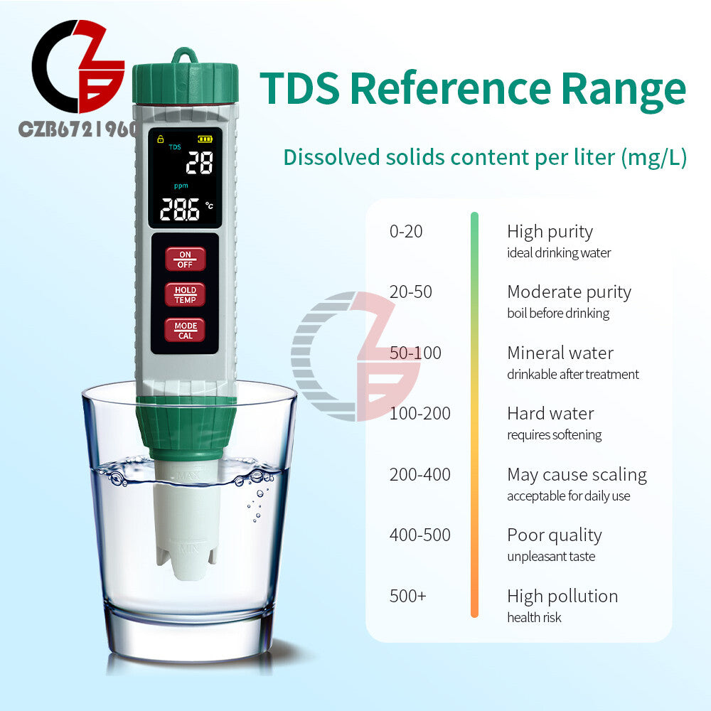 ya 26 Digital LCD Color PH /EC/TDS/Salinity/Temperature Water Quality Tester Meter Pen
