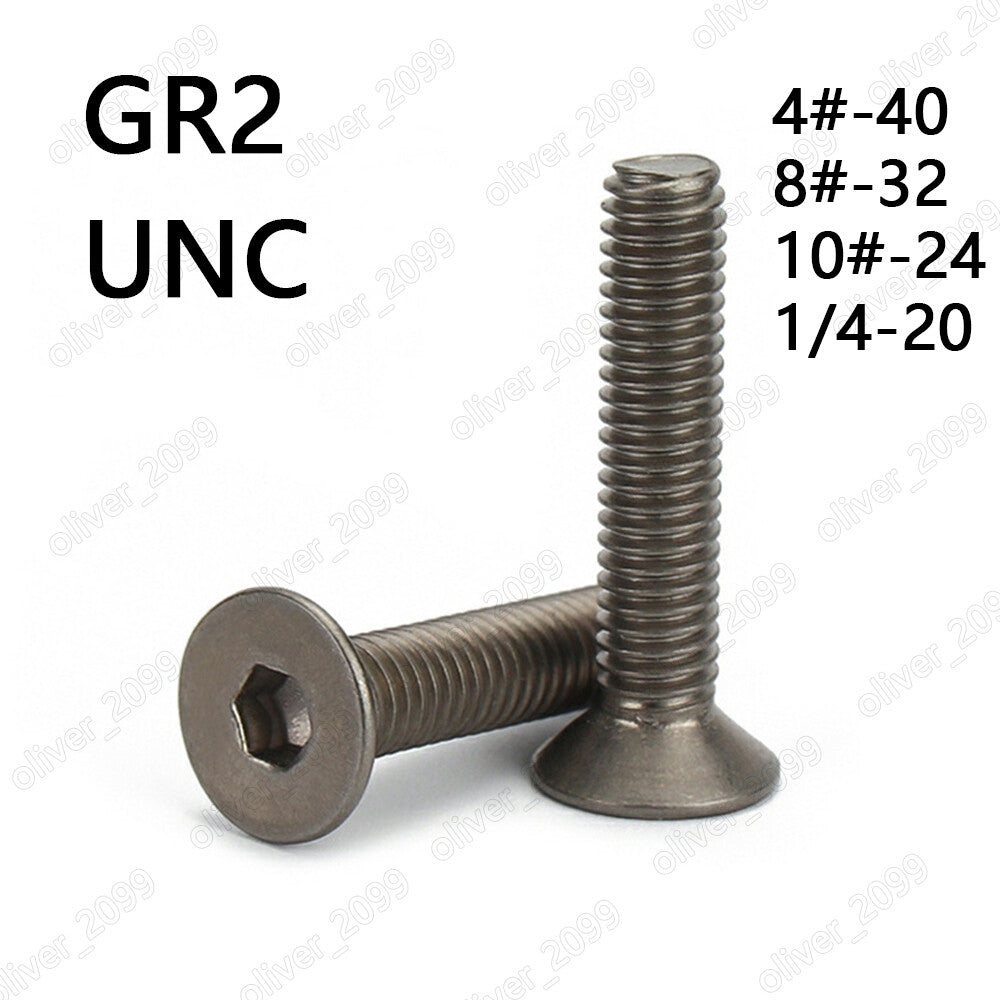 Titanium GR2 Hex Socket Bolts Countersunk Flat Head Screws 4# 8# 10# 1/4