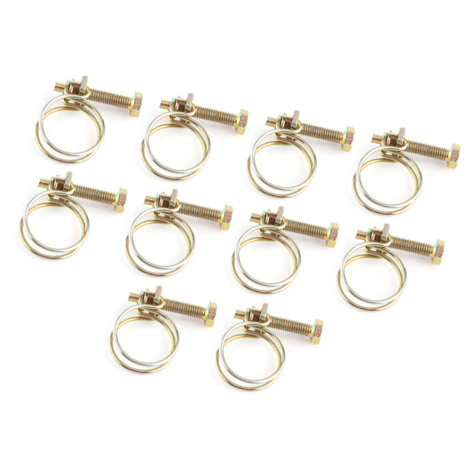 ya 14 Adjustable Double Wire Water Hose Clamp Pipe Clip Hoop Plumbing Part 21-25mm