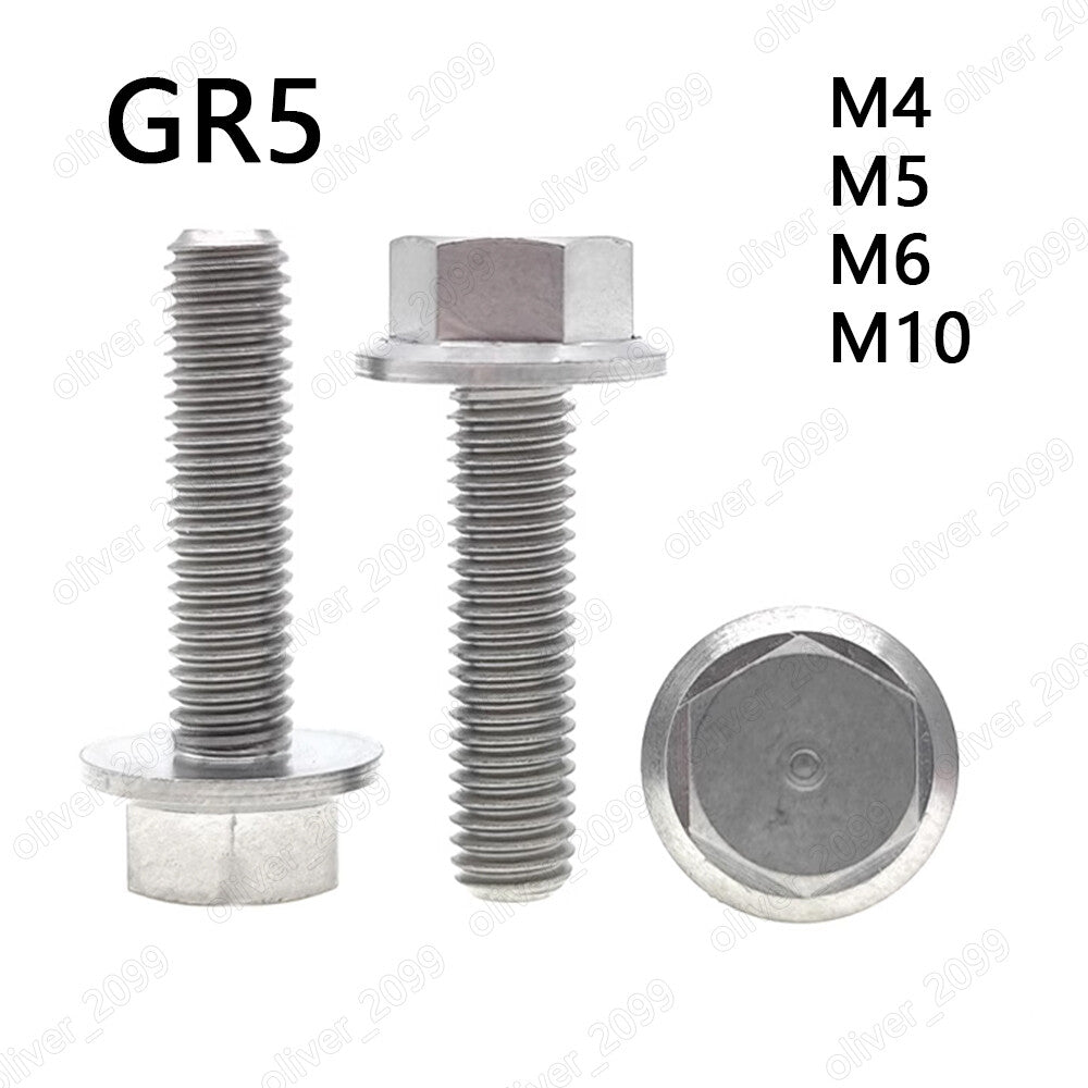 GR5 Titanium Hexagon Flange Bolts Hex Flange Head Screws M4 M5 M6 M10