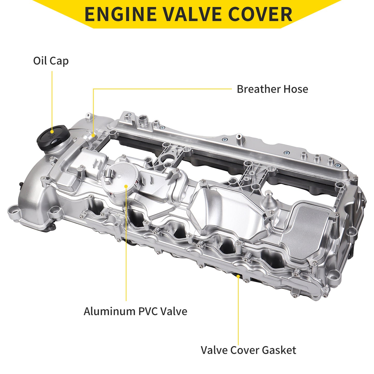 ya 11 6.5 Aluminum Valve Cover & Gasket for BMW N55 135i 335i 535i 640i 740i X3 X5 X6 3.0L