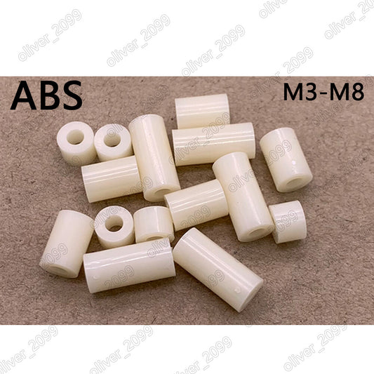 M3 M4 M5 M6 M8 White ABS Nylon Round Non-Thread Column Standoff Spacer Washer