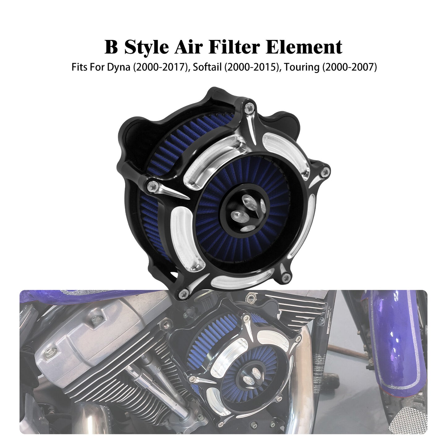 ya 8 5.26 Spike Air Cleaner Filter Blue Intake for Harley Touring Road Electra Glide 00-07