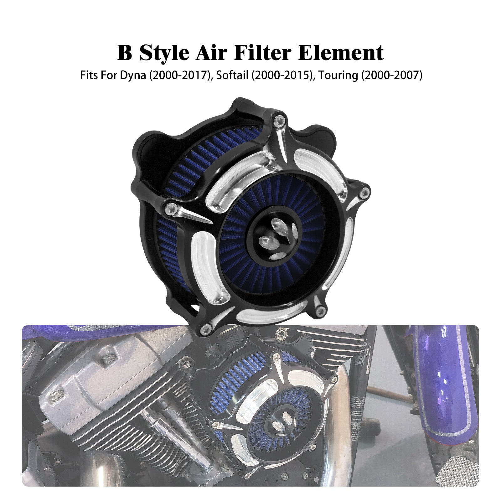 ya 8 5.26 Spike Air Cleaner Filter Blue Intake for Harley Touring Road Electra Glide 00-07