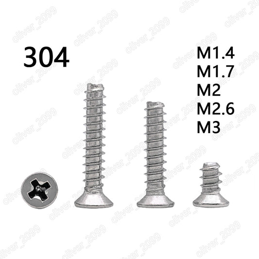 304 Stainless Steel Phillips Countersunk Self Tapping Screws Flat Point Tail