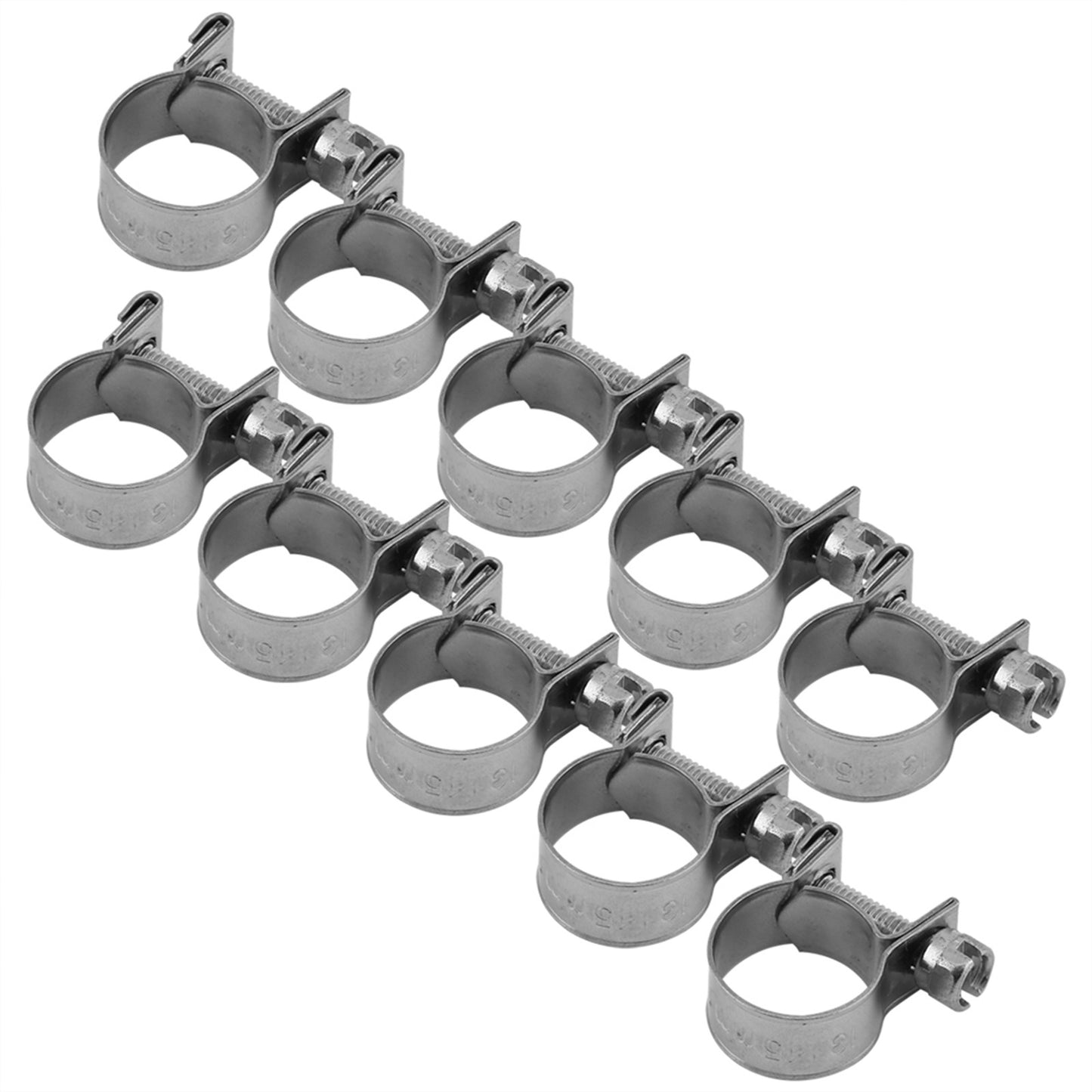 ya 14 10pcs 13mm-15mm Stainless Steel Fuel Line Pipe Hose Clamp Clip Tools