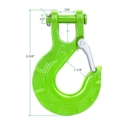 ya 5 8.7 3/8 Grade 70 Safety Latch Winch Cable Hook Selevis Slide Hook Set