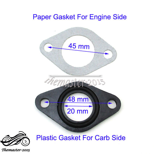 ya 4 6.17 20mm Carburetor Intake Pipe Gasket Spacer 50cc 70cc 90cc 110cc Pit Dirt Bike ATV