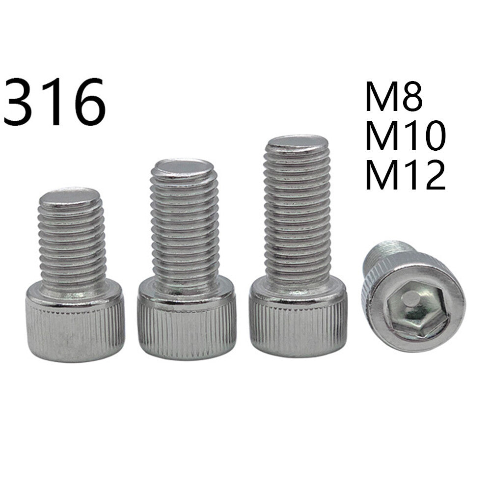 316 Stainless Steel DIN912 Hex Socket Bolts Cap Head Screws M8 M10 M12
