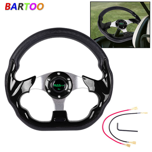 ya 5 6.16 For EZGO TXT RXV for Yamaha and Club Car Black 320mm 12.5 Cart Steering Wheel