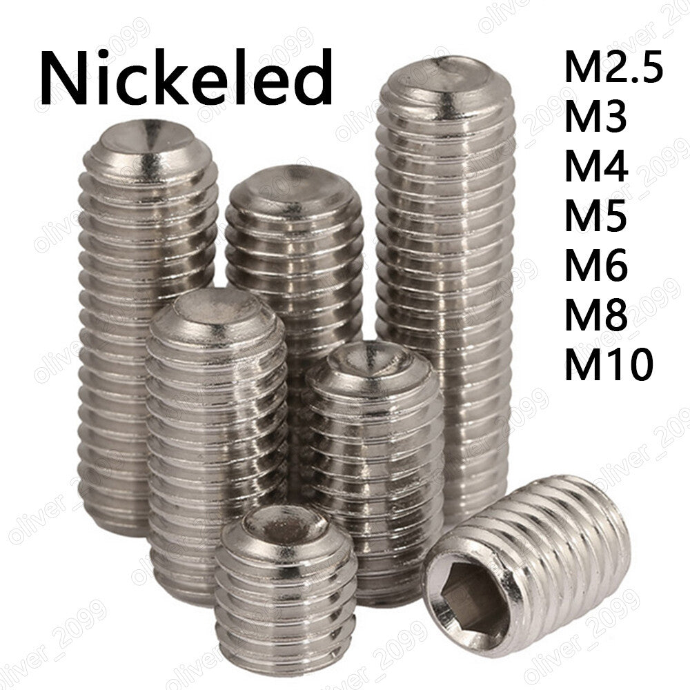 Nickeled 12.9 Steel Hex Socket Set Screw Cup Point Grub Screws M2.5 M3 M4 M5-M10