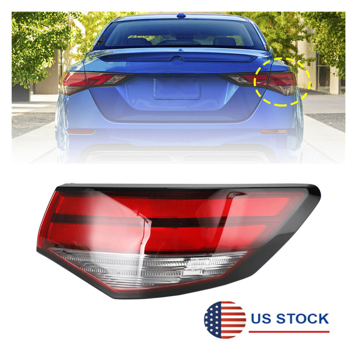 ya 27 6.21 Right Side Outer Tail Light Rear Brake Stop Taillamp for Nissan Sentra 2020-2022