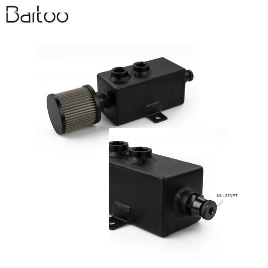 ya 27 6.21 1L Car Oil Catch Can Tank Fuel Tanks Aluminum with Breather Filter Drain Tap