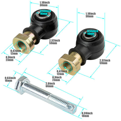 ya 5 8.7 51-1030 Global ATV Tie Rod End Kit for Polaris Ranger RZR 500 700 Crew 800 XP