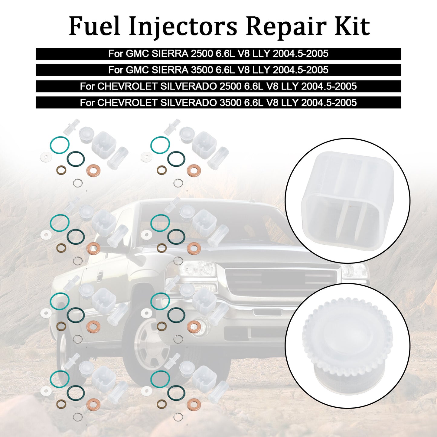 ya 1 8.5.3 8PCS Fuel Injector Repair Kit for Chevy for GMC Duramax 6.6L 2004-2005 Diesel