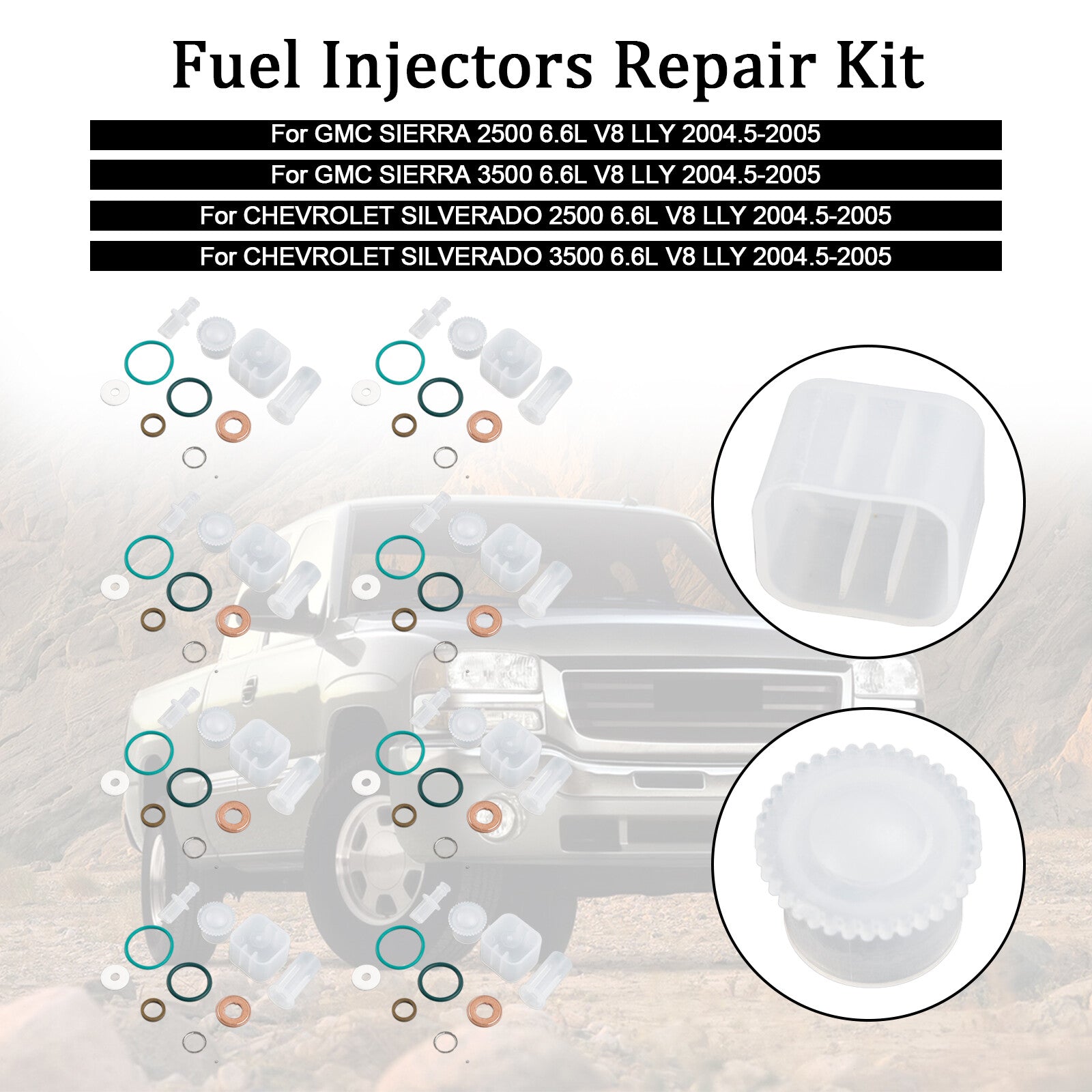 ya 1 8.5.3 8PCS Fuel Injector Repair Kit for Chevy for GMC Duramax 6.6L 2004-2005 Diesel