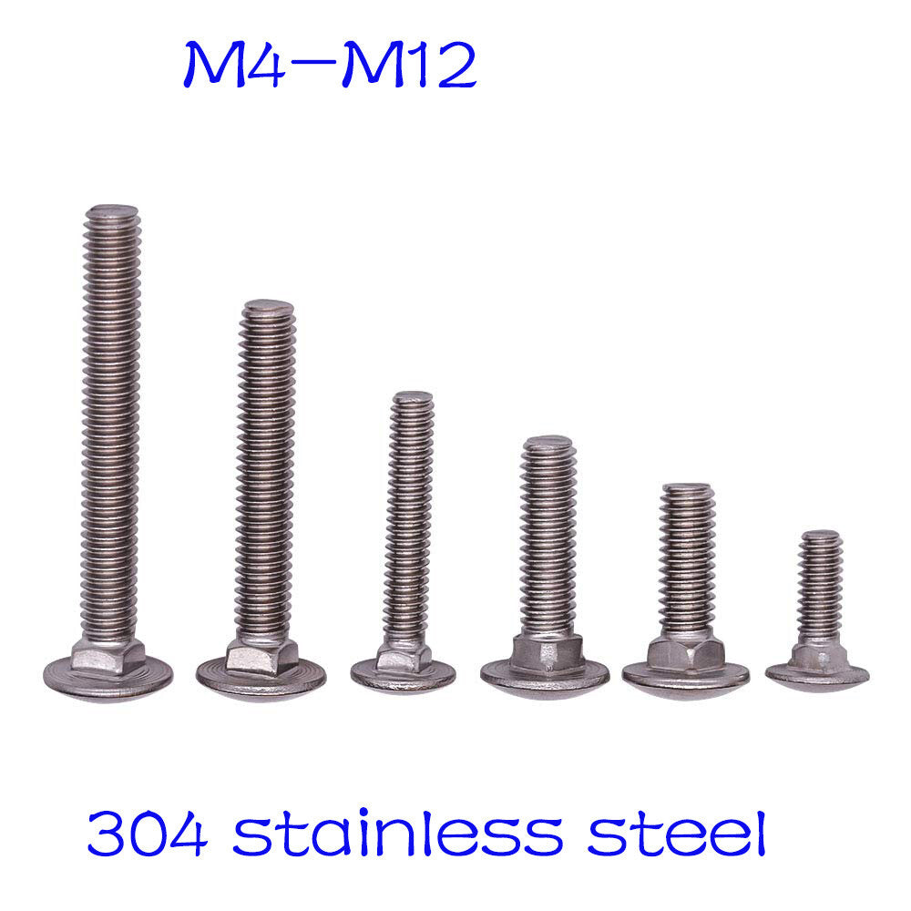 CARRIAGE BOLTS CUP SQUARE DOME SCREWS A2 STAINLESS STEEL M4 M5 M6 M8 M10 M12