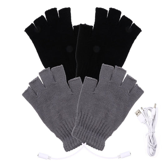 ya 2 7.16 2 Pairs Half Finger USB Heated Gloves Warm Laptop Outdoor Indoor Gloves