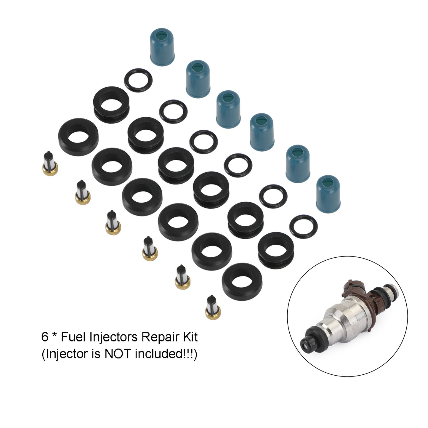 ya 1 8.5.3 6PCS Fuel Injectors Repair Seal Rebuild Kit for 3VZE 1988-1995 3.0L Truck