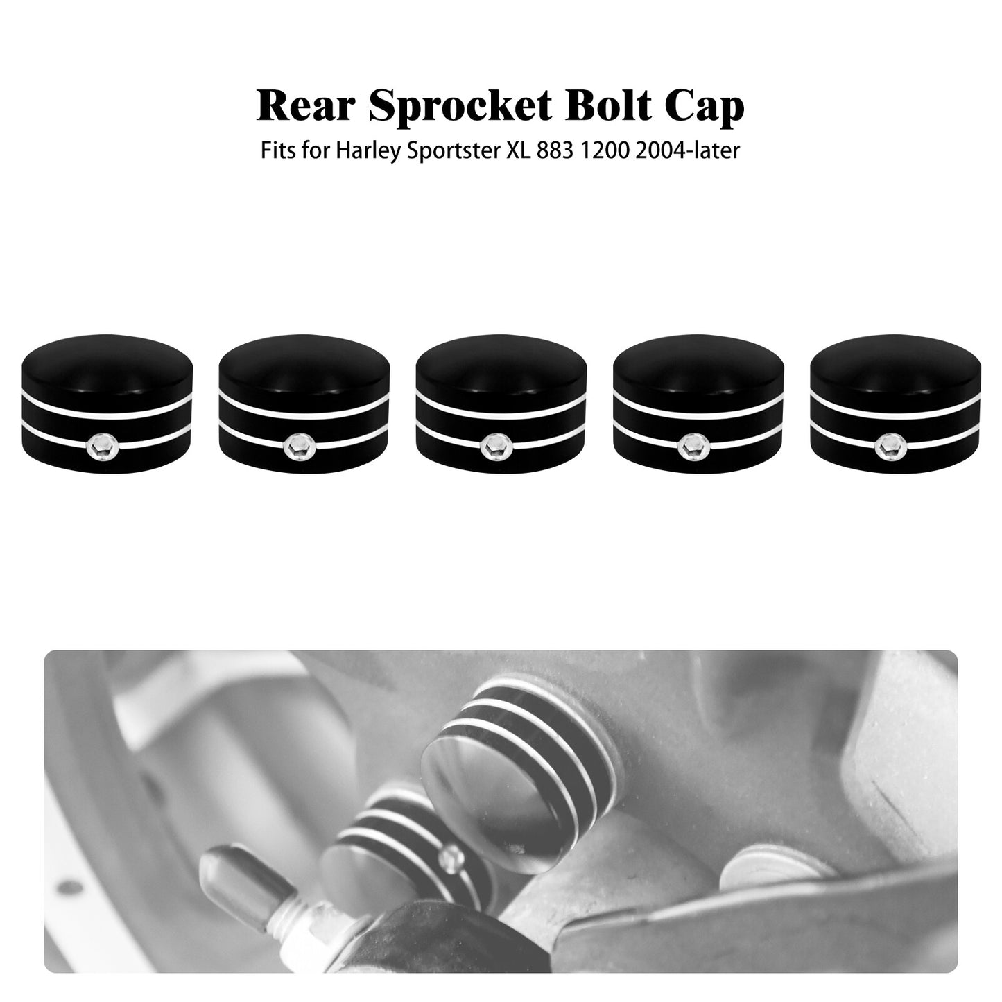 ya 5 8.7 5pc Black Rear Sprocket Pulley Bolt Covers for Harley Touring Softail Sportster